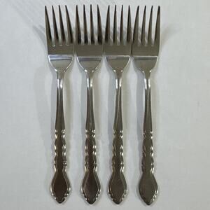 Lot of 4 VTG MCM Estia ESI14 6.5” Stainless Steel Salad Forks Made in Korea